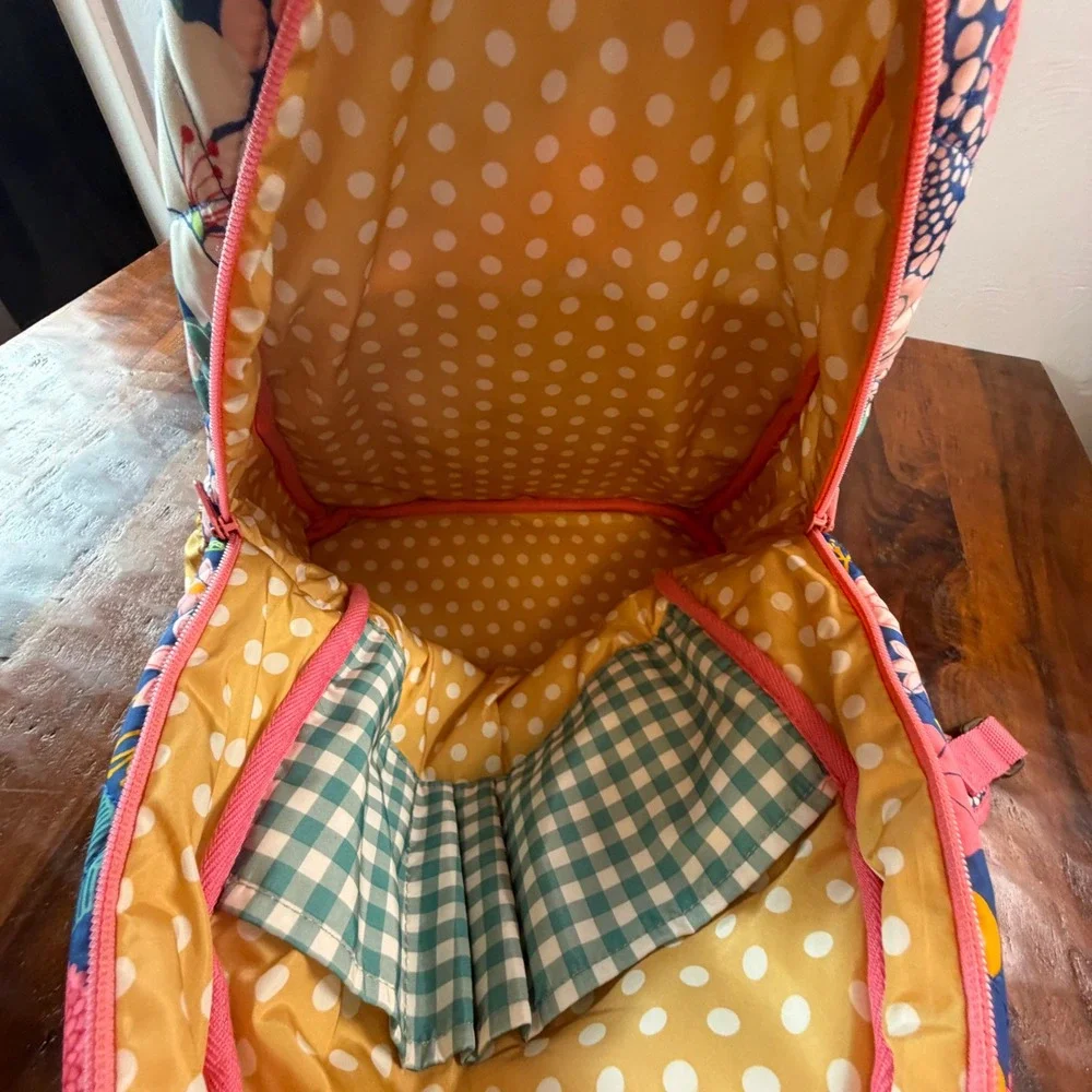 Matilda Jane Quilted Floral Gingham Ruffle Backpack Colorful Mixed Print Bag